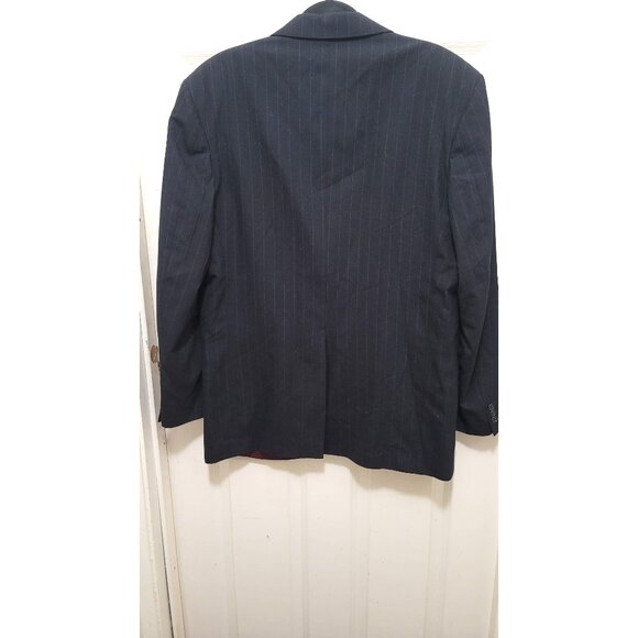John Clarendon Mens Navy Pinstripe Wool Suit Jacket Size 42L Classic Fit - Picture 3 of 15